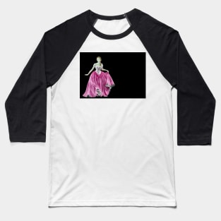 Bone China Figurine Wearing a Pink Dress Baseball T-Shirt